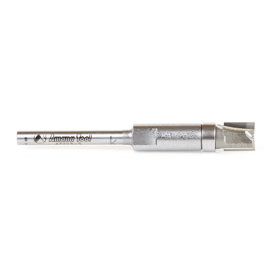Amana 47223-S Miniature Flush Trim Plunge Template 1/4 Dia x 1/4 x 1/8 Inch Shank Carbide Tipped Router Bit with Mini 1/4 Dia Upper Ball Bearing