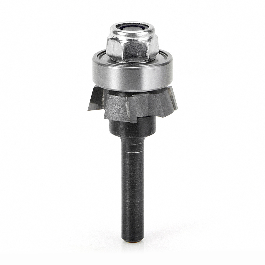 Amana 47404 Carbide Tipped 4 Wing Single Bevel Trim Cutter Assembly 15 Deg x 1 Inch Dia x 1/4 x 1/4 Shank
