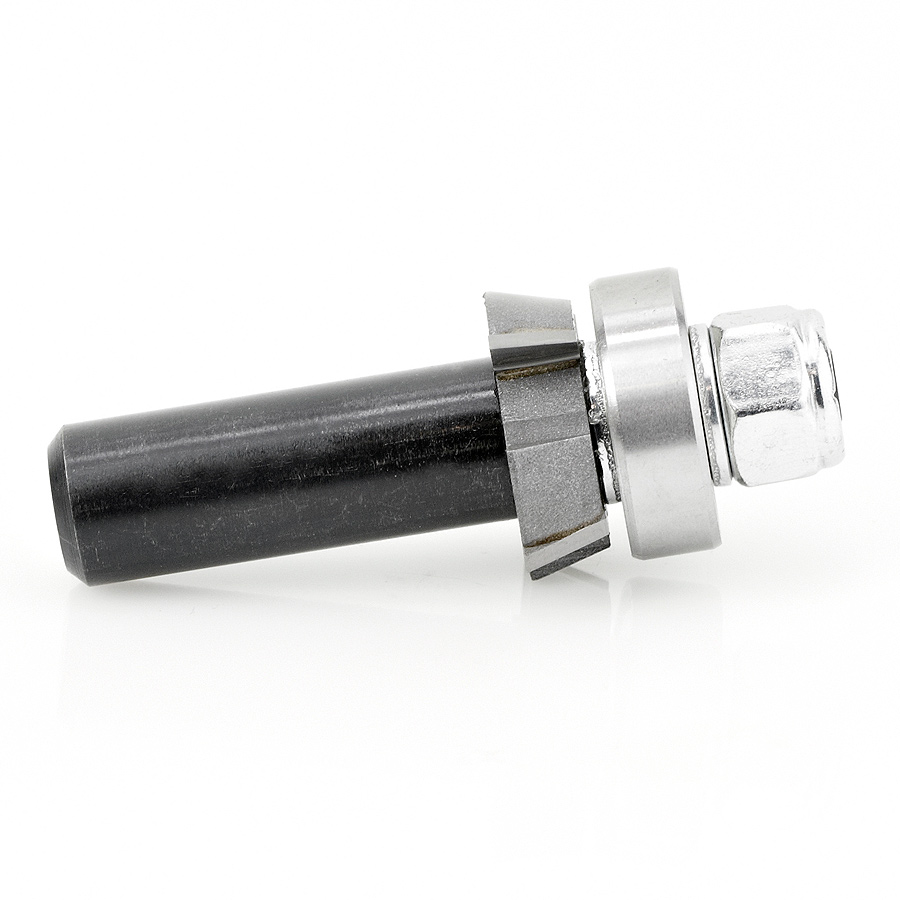 Amana 47406 Carbide Tipped 4 Wing Single Bevel Trim Cutter Assembly 15 Deg x 1 Inch Dia x 1/4 x 1/2 Shank