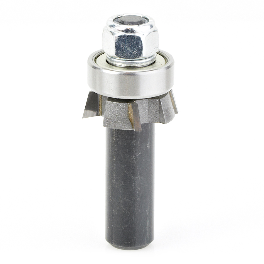 Amana 47406 Carbide Tipped 4 Wing Single Bevel Trim Cutter Assembly 15 Deg x 1 Inch Dia x 1/4 x 1/2 Shank