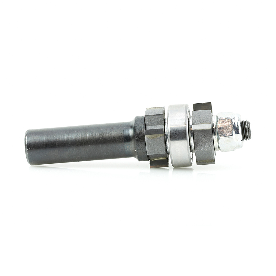 Amana 47412 Carbide Tipped Double Bevel Flush Trim Cutter Assembly 7/8 Dia x 1/4 x 1/2 Inch Shank with Center Ball Bearing