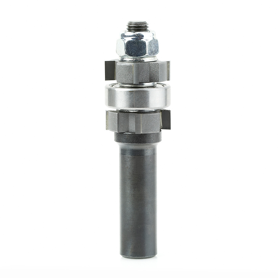 Amana 47412 Carbide Tipped Double Bevel Flush Trim Cutter Assembly 7/8 Dia x 1/4 x 1/2 Inch Shank with Center Ball Bearing