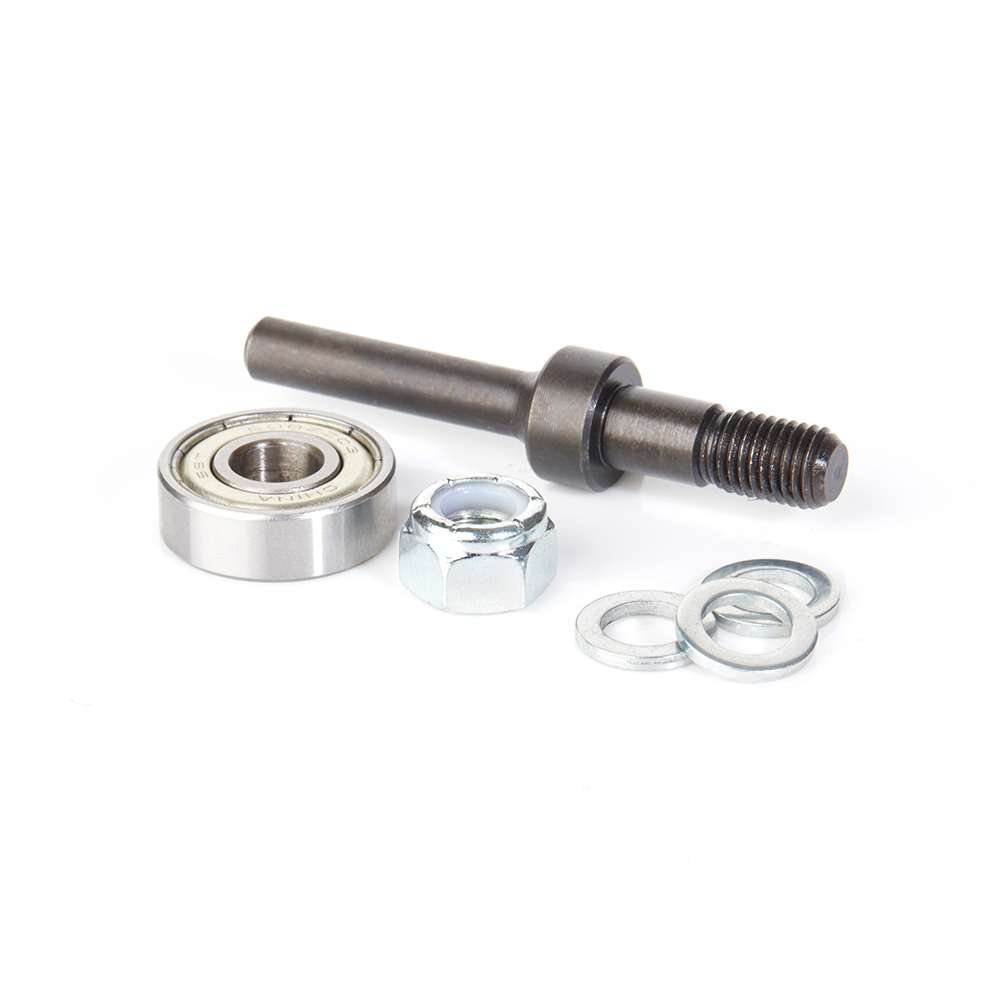 Amana 47601 Router Arbor with Hex Nut, Washers and Ball Bearing 5/16-24 NF Dia x 7/8 Height x 1/4 Inch Shank