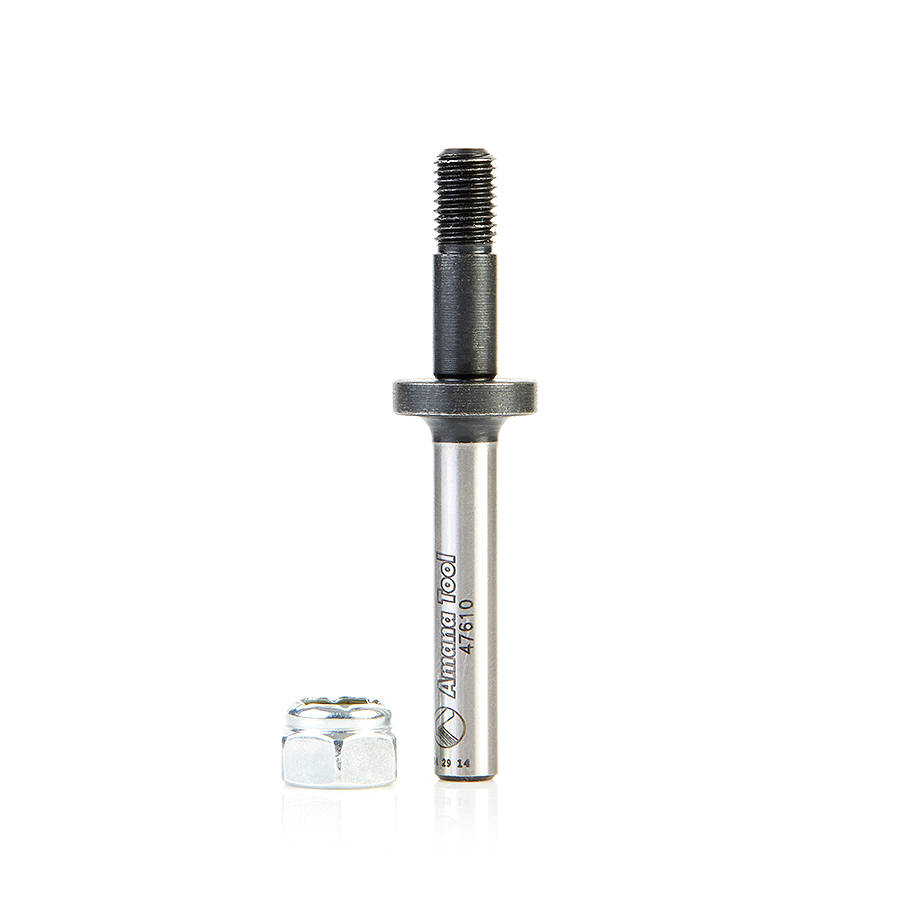 Amana 47610 Router Arbor with Hex Nuts and Washers 1/4-28 NF Dia x 7/8 Height x 1/4 Inch Shank