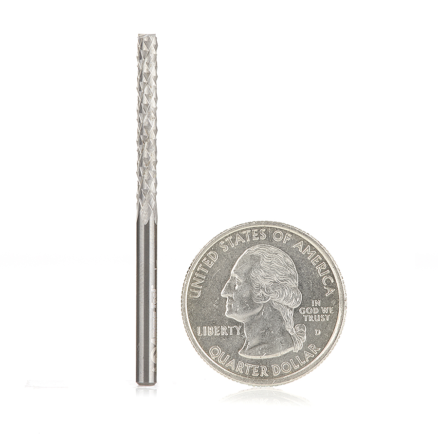 Amana 48010 Solid Carbide Medium Burr with End Mill Point Fiberglass and Composite Cutting 1/8 Dia x 1 x 1/8 Shank Router Bit