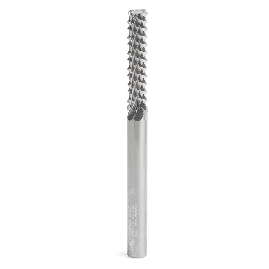Amana 48012 Solid Carbide Medium Burr with End Mill Point Fiberglass and Composite Cutting 1/4 Dia x 1-1/8 x 1/4 Shank Router Bit
