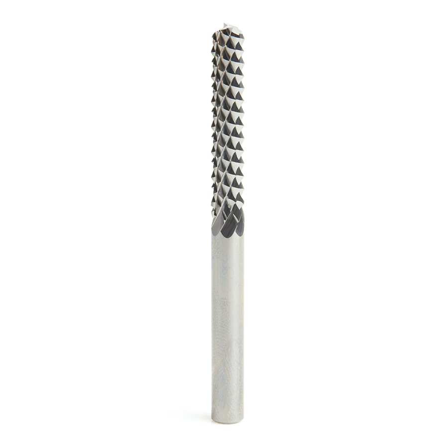 Amana 48014 Solid Carbide Medium Burr with End Mill Point Fiberglass and Composite Cutting 1/4 Dia x 1-1/2 x 1/4 Shank Router Bit