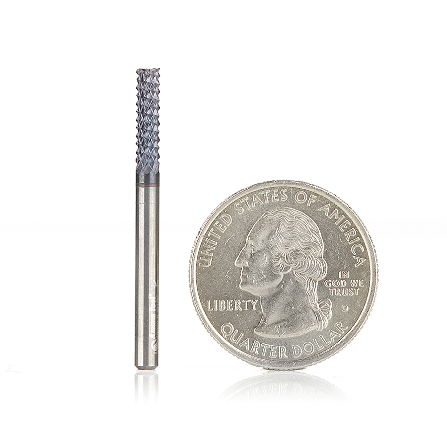 Amana 48050-B High Performance Solid Carbide Fiberglass and Composite Cutting 1/8 Dia x 1/2 x 1/8 Shank AlTiN Coated Burr End Router Bit