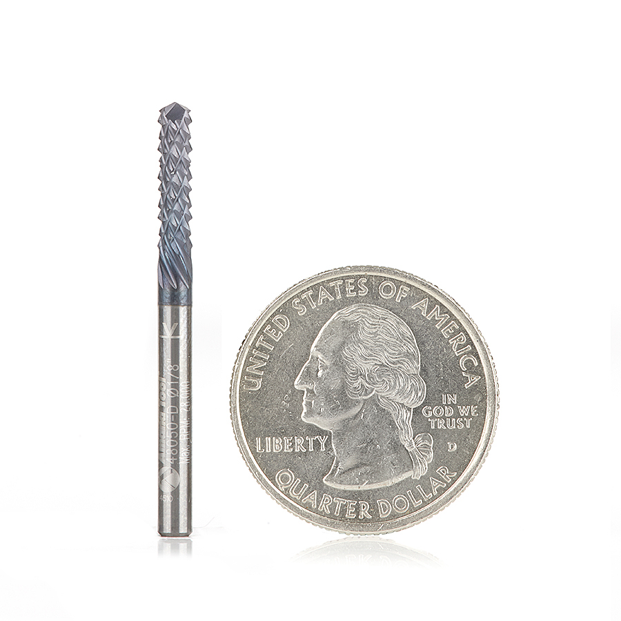 Amana 48050-D High Performance Solid Carbide Fiberglass and Composite Cutting 1/8 Dia x 1/2 x 1/8 Shank AlTiN Coated Drill End Router Bit