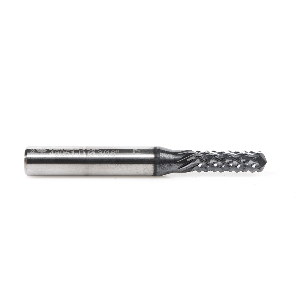 Amana 48051-D High Performance Solid Carbide Fiberglass and Composite Cutting 3/16 Dia x 5/8 x 1/4 Shank AlTiN Coated Drill End Router Bit