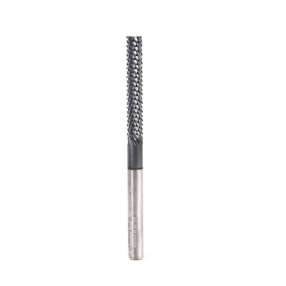 Amana 48053-B High Performance Solid Carbide Fiberglass and Composite Cutting 1/4 Dia x 1-1/2 x 1/4 Shank AlTiN Coated Burr End Router Bit