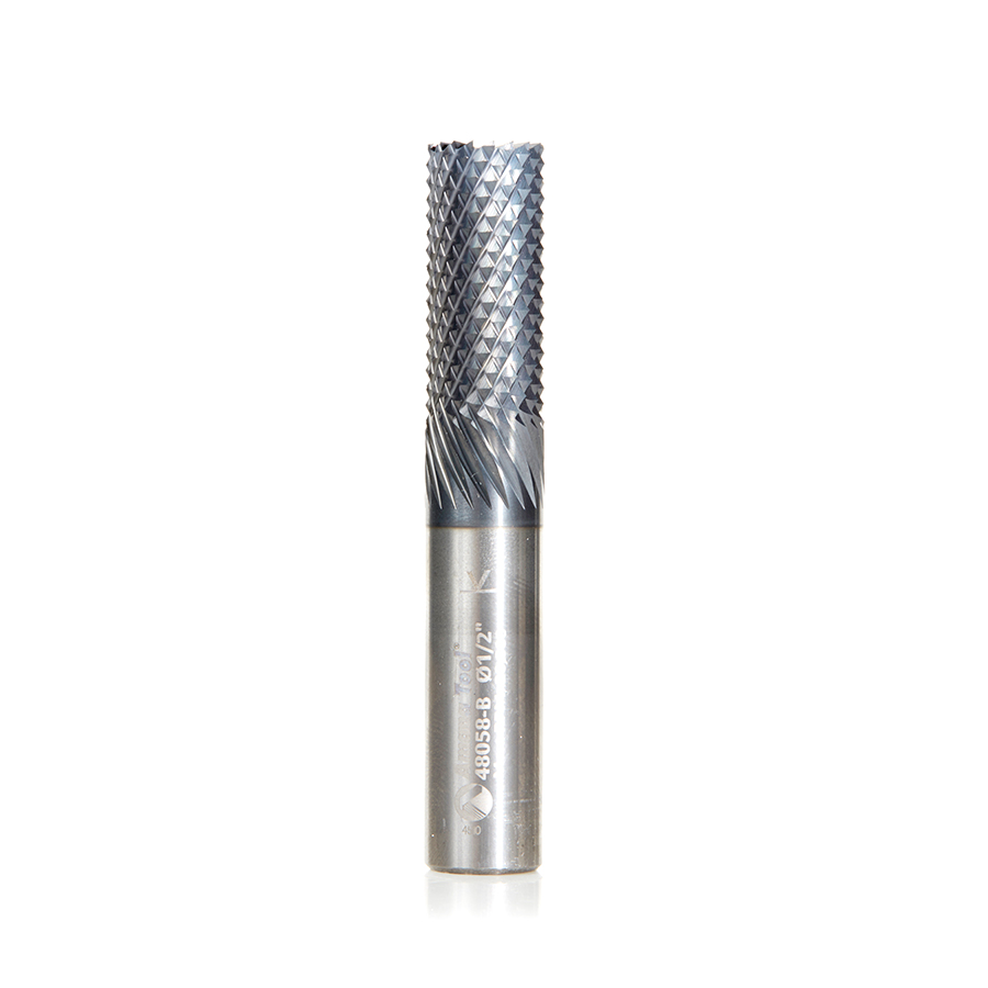 Amana 48058-B High Performance Solid Carbide Fiberglass and Composite Cutting 1/2 Dia x 1-1/8 x 1/2 Shank AlTiN Coated Burr End Router Bit