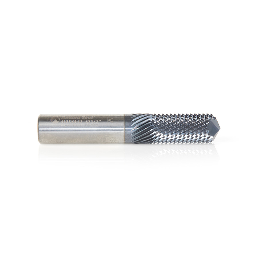 Amana 48058-D High Performance Solid Carbide Fiberglass and Composite Cutting 1/2 Dia x 1-1/8 x 1/2 Shank AlTiN Coated Drill End Router Bit