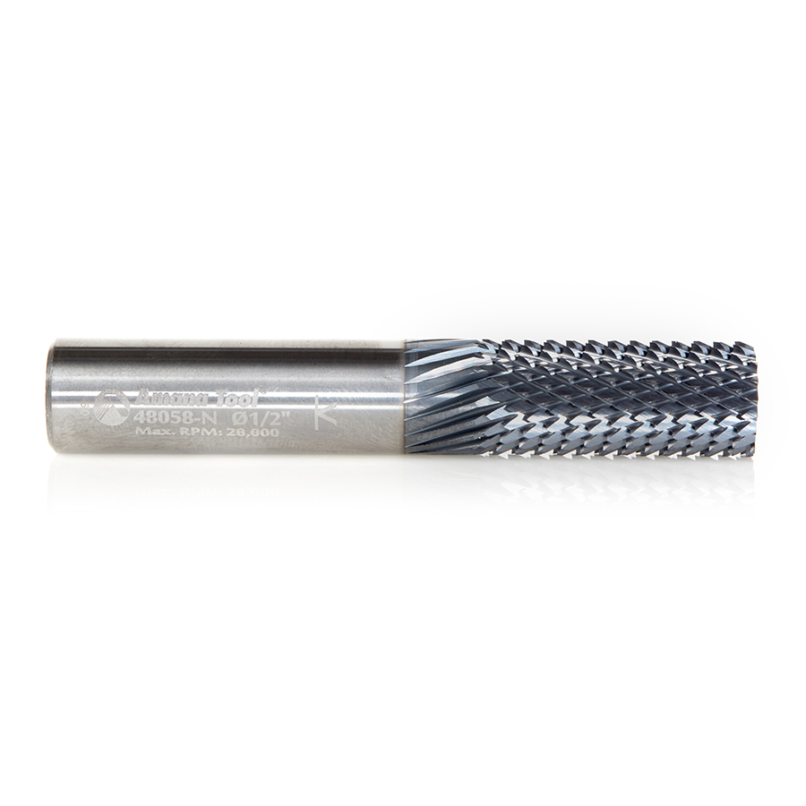 Amana 48058-N High Performance Solid Carbide Fiberglass and Composite Cutting 1/2 Dia x 1-1/8 x 1/2 Shank AlTiN Coated Plain End Router Bit