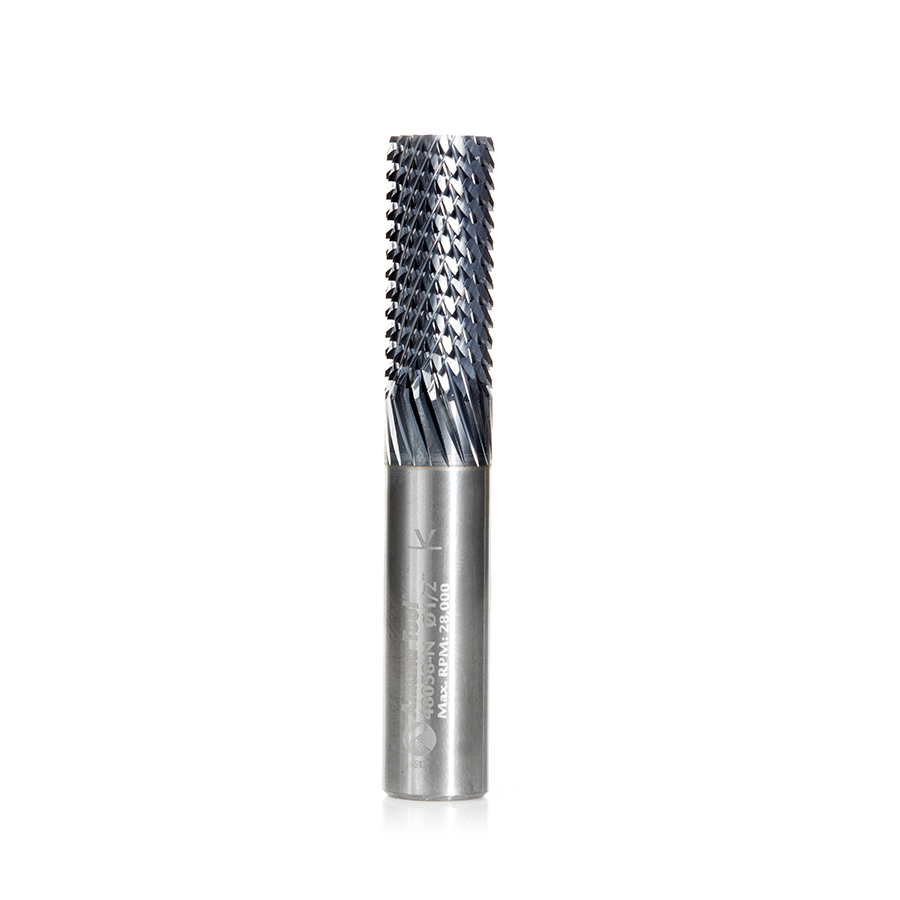 Amana 48058-N High Performance Solid Carbide Fiberglass and Composite Cutting 1/2 Dia x 1-1/8 x 1/2 Shank AlTiN Coated Plain End Router Bit