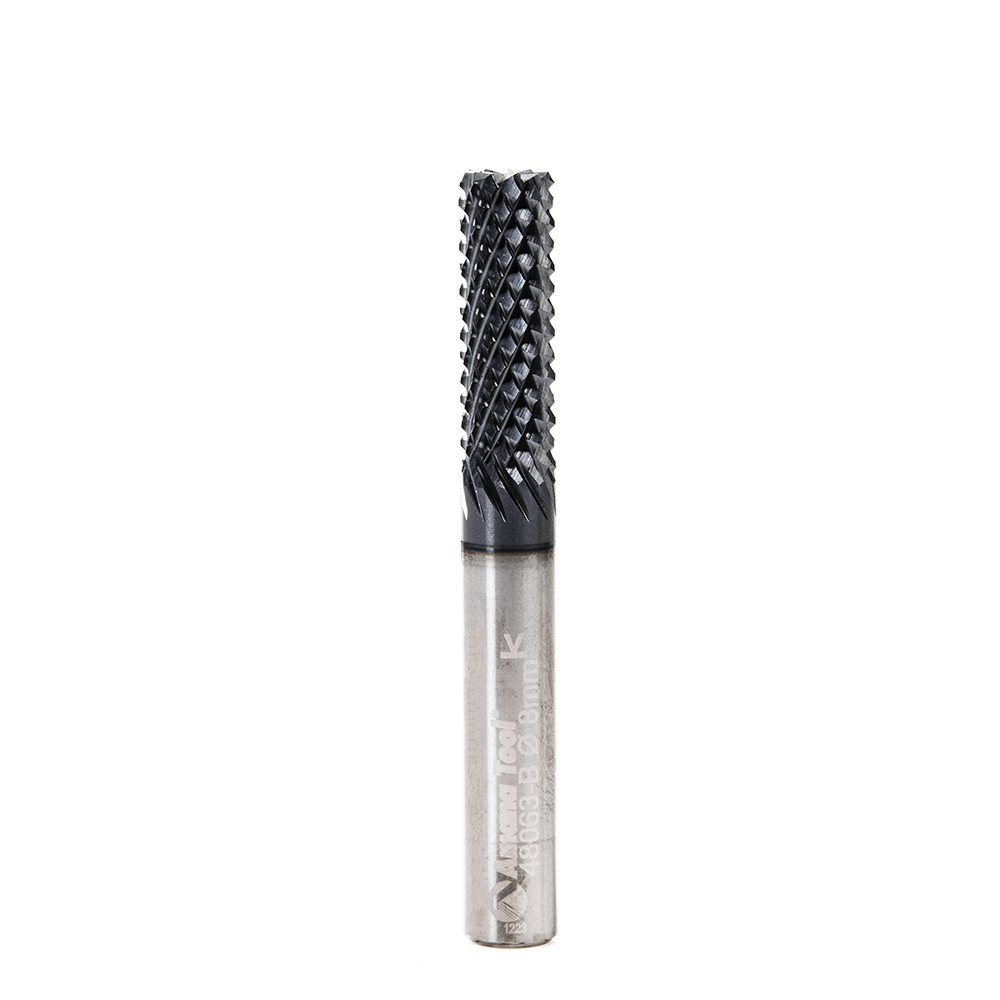 Amana 48063-B High Performance Solid Carbide Fiberglass and Composite Cutting 8mm Dia x 25mm x 8mm Shank AlTiN Coated Burr End Router Bit