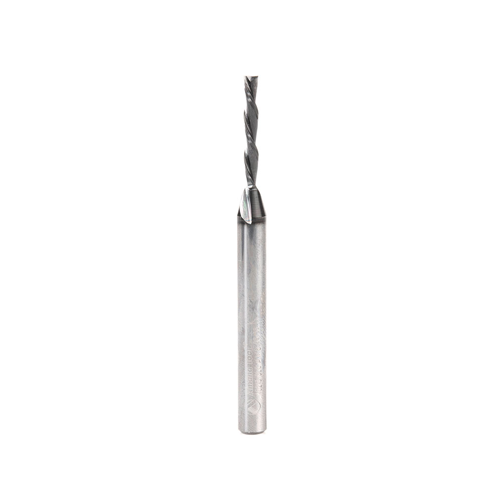 Amana 48213-DLC Solid Carbide Spiral Plunge Diamond-Like Carbon (DLC) Coated for Solid Wood 1/8 Dia x 7/8 x 1/4 Inch Shank x 2 Inch Long Down-Cut