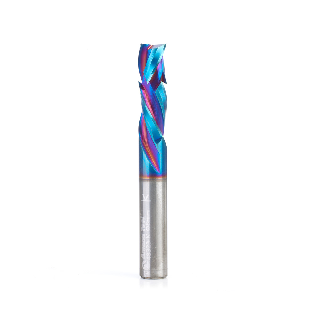 Amana 48323-K-M CNC Solid Carbide Spektra, Extreme Tool Life Coated Compression Spiral 3 Flute x 8mm Dia x 25mm x 8mm Shank