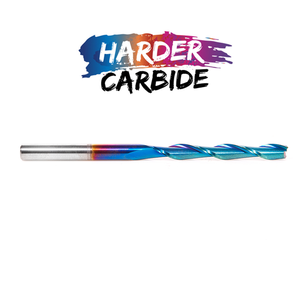 Amana 48332-K Solid Carbide Spektra, Extreme Tool Life Coated Spiral Plunge 1/4 Dia x 2 x 1/4 Inch Shank Up-Cut