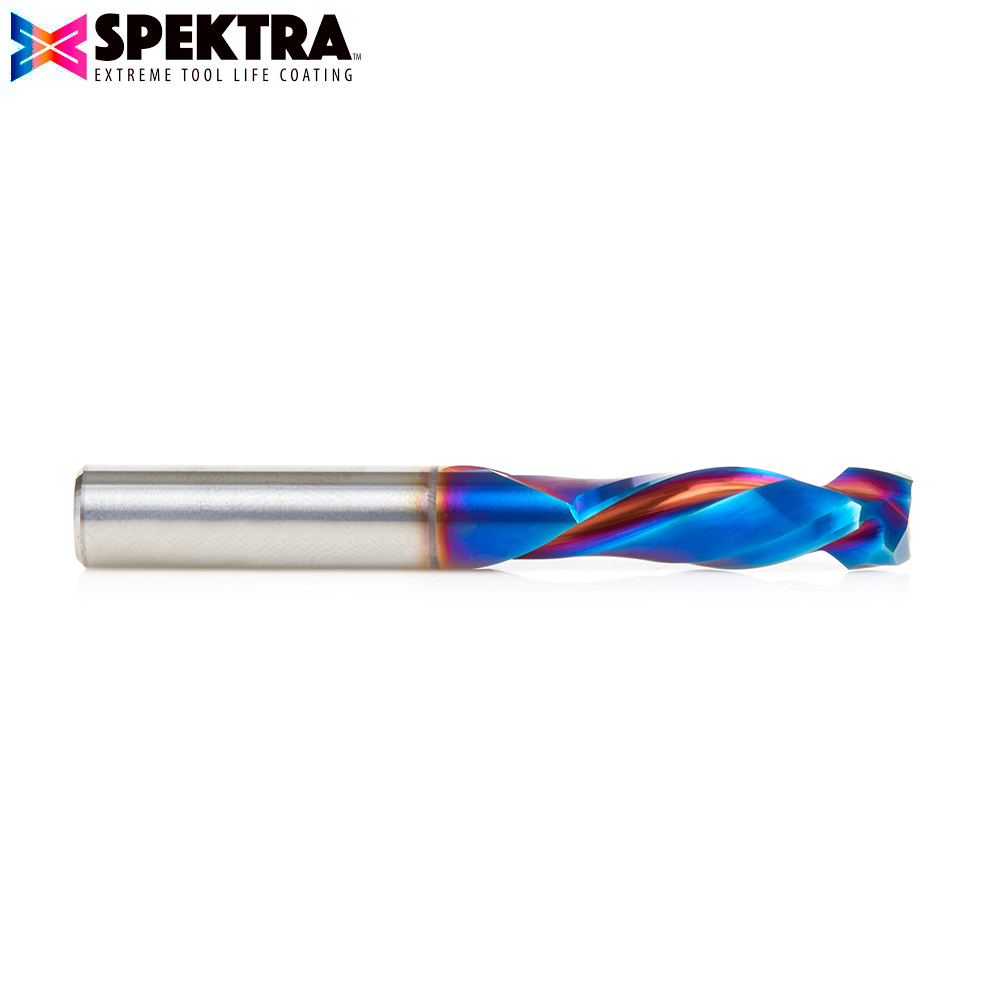 Amana 48352-K CNC Solid Carbide Spektra, Extreme Tool Life Coated Mortise Compression Spiral 8mm Dia x 25mm x 8mm Shank