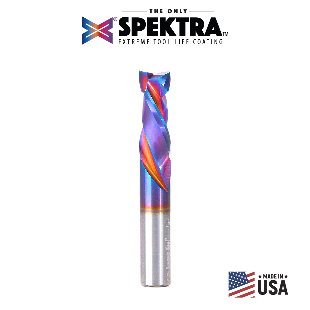 Amana 48359-K CNC Solid Carbide Spektra, Extreme Tool Life Coated Mortise Compression Spiral 3/8 Dia x 1 Inch x 3/8 Shank