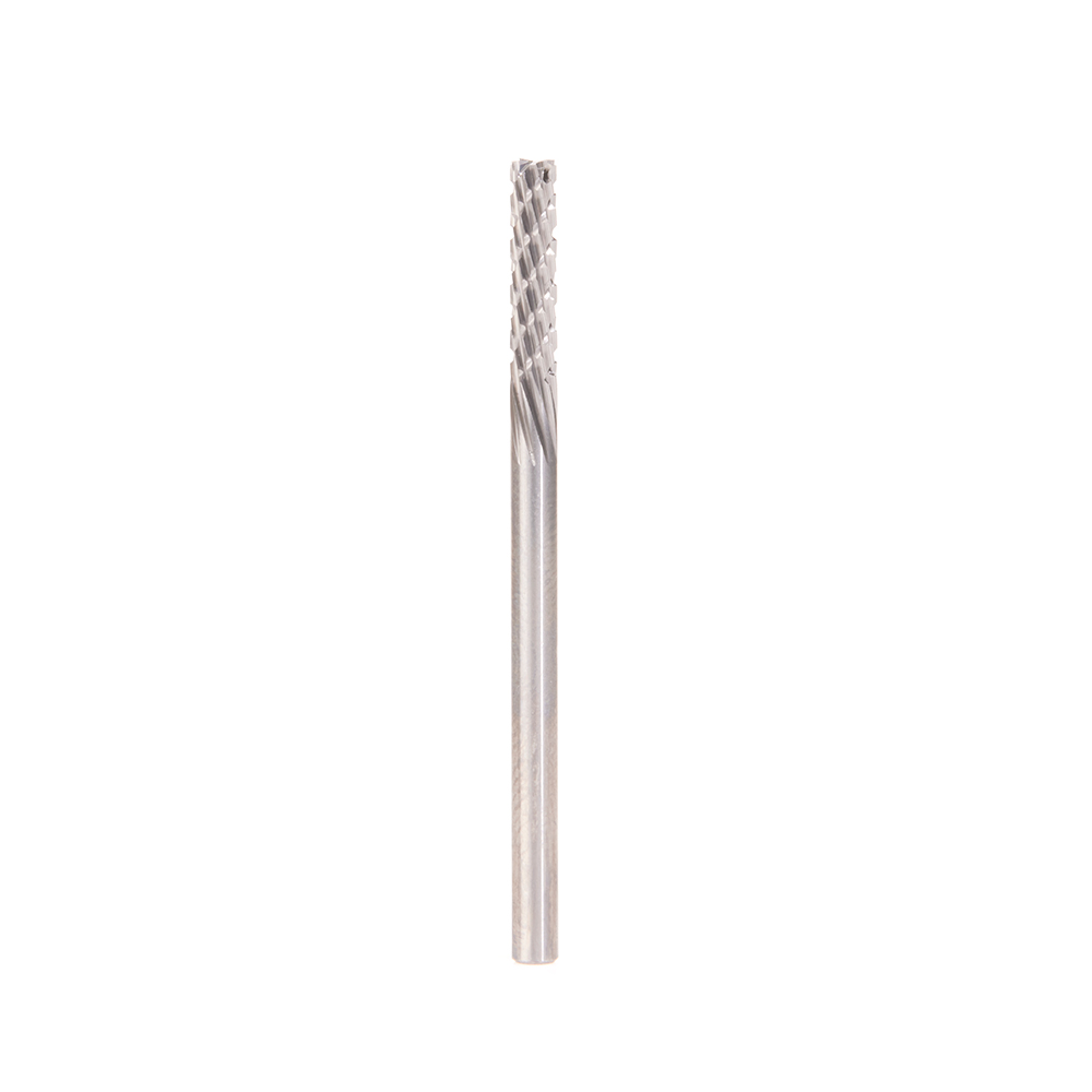 Amana 48450 Solid Carbide CNC Spiral Carbon Graphite & Carbon Fiber Panel Cutting 3mm Dia x 13mm x 3mm Shank x 50mm Long Down-Cut Router Bit
