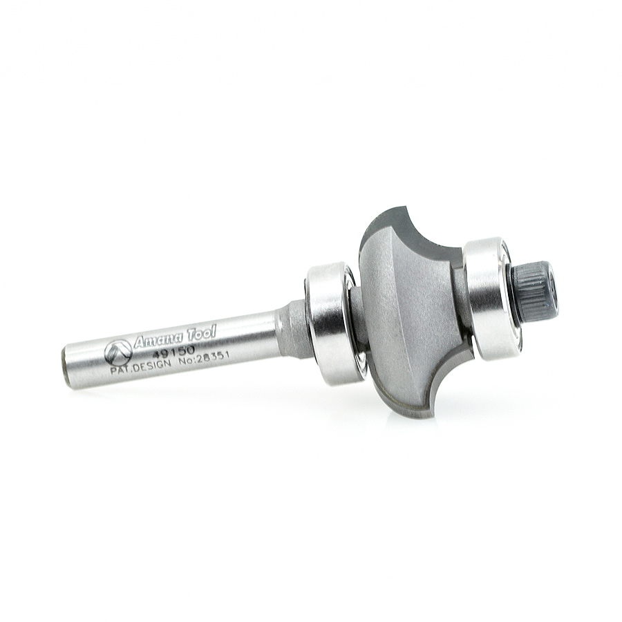 Amana 49150 Matching Corner Round/Cove 1/4 Radius x 1-1/8 Dia x 17/32 x 1/4 Inch Shank with Double Ball Bearing