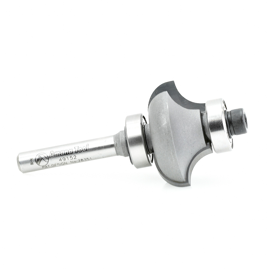 Amana 49152 Matching Corner Round/Cove 5/16 Radius x 1-1/4 Dia x 21/32 x 1/4 Inch Shank with Double Ball Bearing