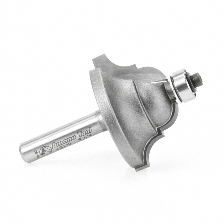 Amana 49212 Carbide Tipped Double Roman Ogee 1/4 Radius x 1-3/8 Dia x 7/8 x 1/4 Inch Shank