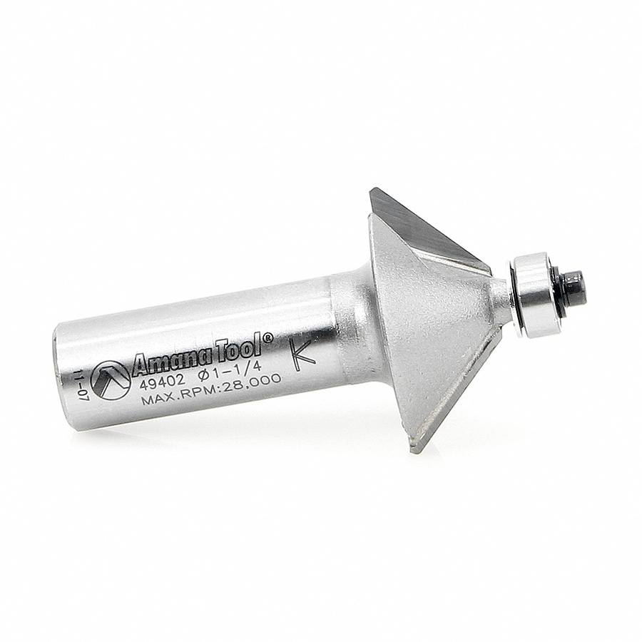 Amana 49402 Carbide Tipped Chamfer 45 Degree x 1-1/4 Dia x 1/2 x 1/2 Inch Shank