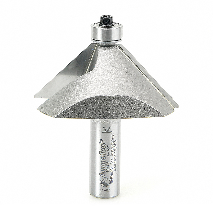 Amana 49406 Carbide Tipped Chamfer 45 Degree x 2-3/8 Dia x 1 Inch x 1/2 Shank