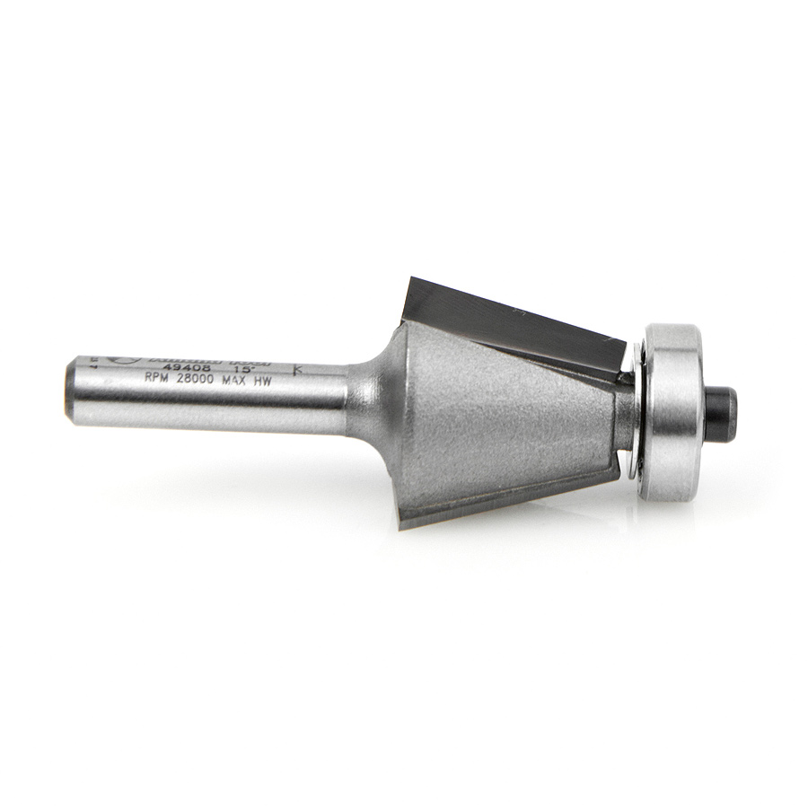 Amana 49408 Carbide Tipped Chamfer 15 Degree x 7/8 Dia x 3/4 x 1/4 Inch Shank