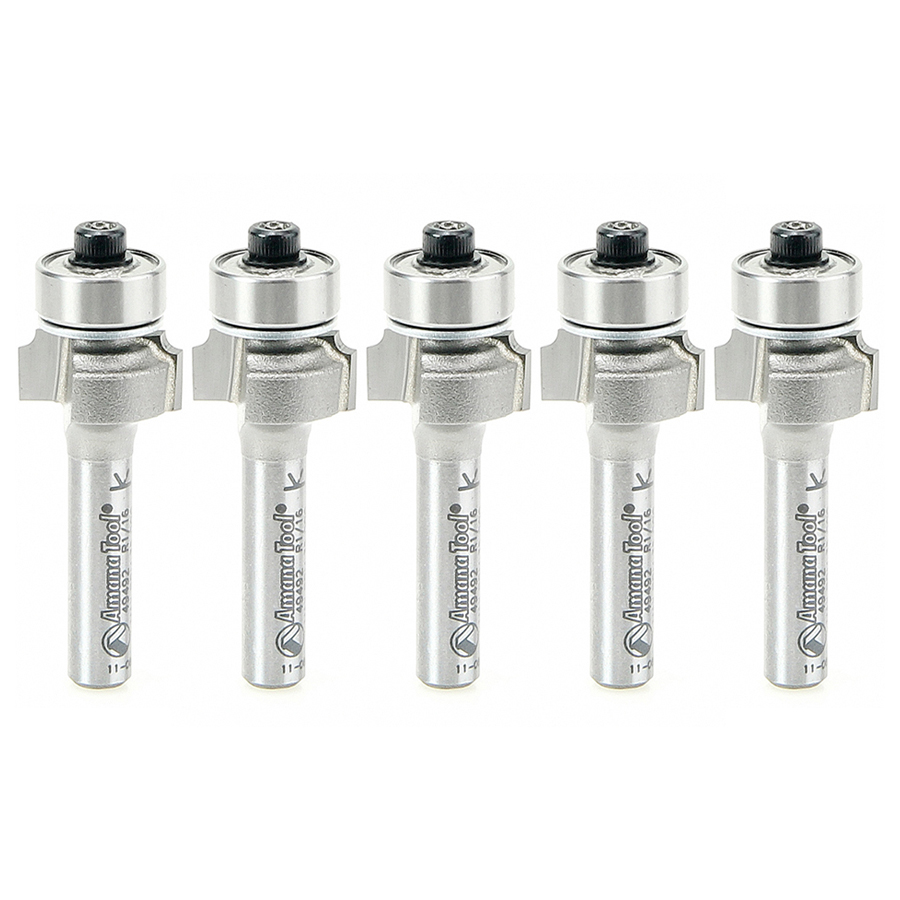 Amana 49492-5 5 Pack Carbide Tipped Corner Round 1/16 Radius x 5/8 Dia x 5/16 x 1/4 Inch Shank Router Bits