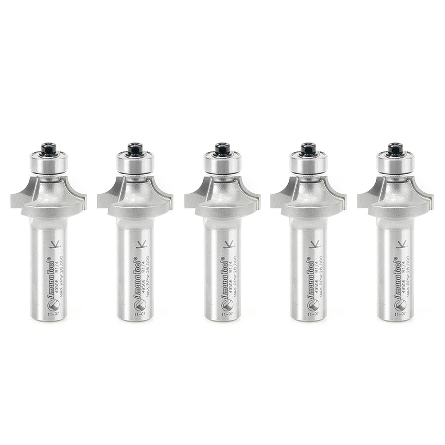 Amana 49506-5 5 Pack Carbide Tipped Corner Round 1/4 Radius x 1 Inch Dia x 1/2 x 1/2 Shank
