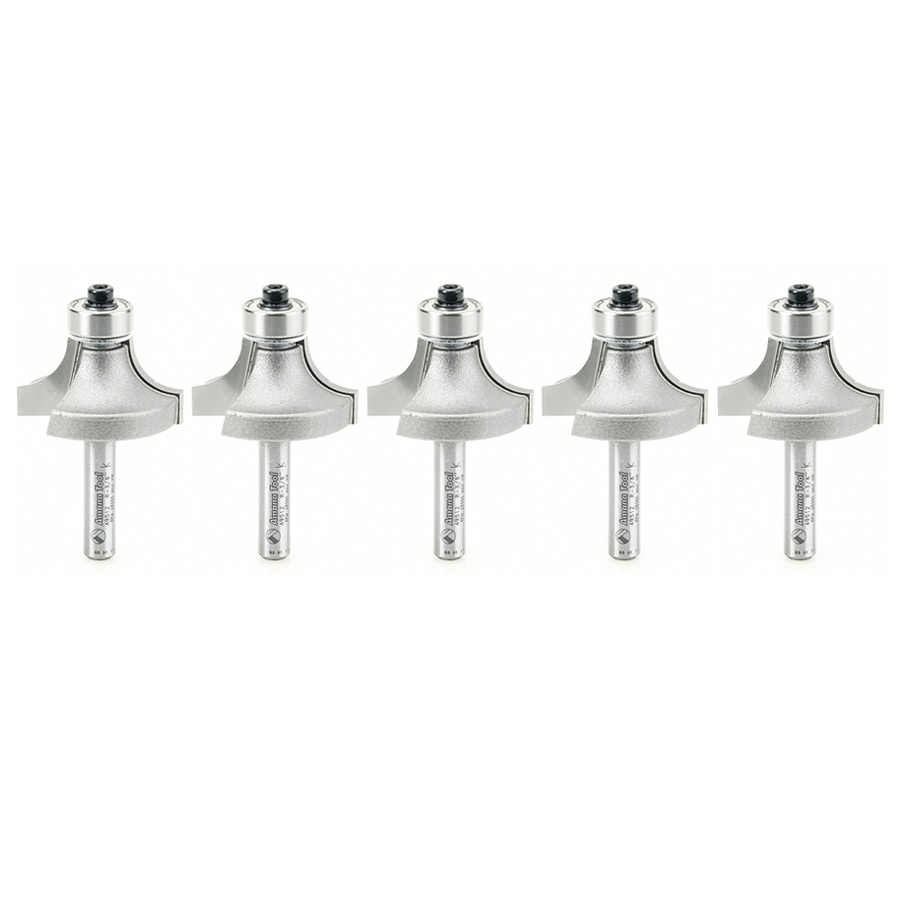 Amana 49512-5 5 Pack Carbide Tipped Corner Round 3/8 Radius x 1-1/4 Dia x 5/8 x 1/4 Inch Shank