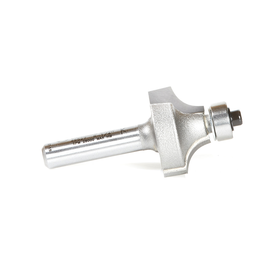 Amana 49527 Carbide Tipped Corner Round 1/4 Radius x 7/8 Dia x 1/2 x 1/4 Inch Shank w/ 3/8 Lower Ball Bearing Router Bit
