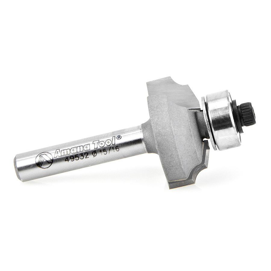 Amana 49532 Carbide Tipped Edge Detail for Rosettes 20 Deg x 15/16 Dia x 1/4 x 1/4 Inch Shank
