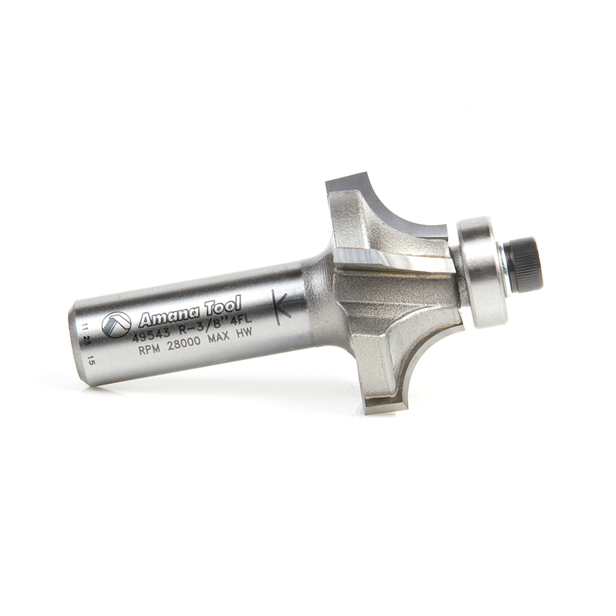 Amana 49543 Carbide Tipped 4 Flute Corner Rounding/Beading 3/8 Radius x 1-3/8 Dia x 5/8 x 1/2 Inch Shank