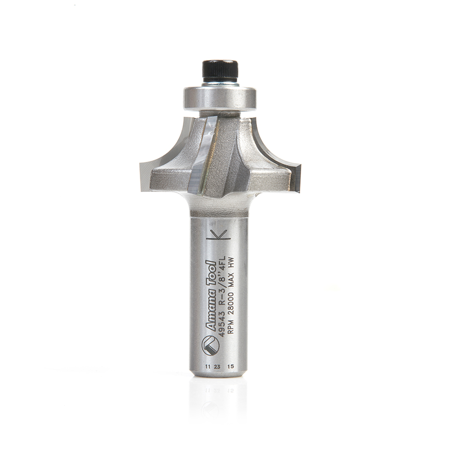 Amana 49543 Carbide Tipped 4 Flute Corner Rounding/Beading 3/8 Radius x 1-3/8 Dia x 5/8 x 1/2 Inch Shank
