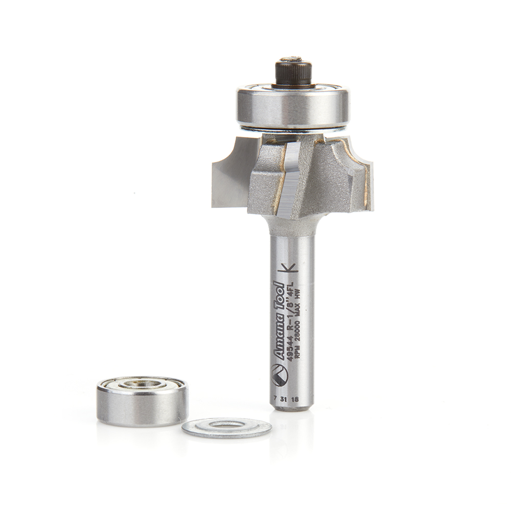 Amana 49544 Carbide Tipped 4 Flute Corner Rounding/Beading 1/8 Radius x 7/8 Dia x 7/16 x 1/4 Inch Shank
