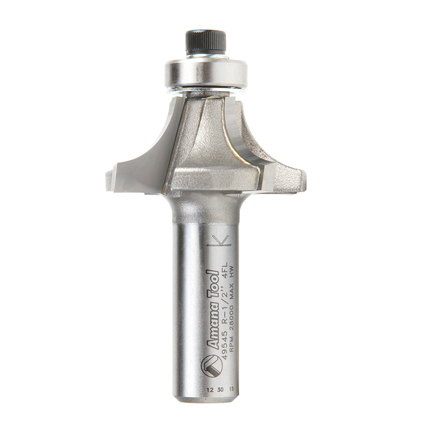 Amana 49545 Carbide Tipped 4 Flute Corner Rounding/Beading 1/2 Radius x 1-5/8 Dia x 11/16 x 1/2 Inch Shank