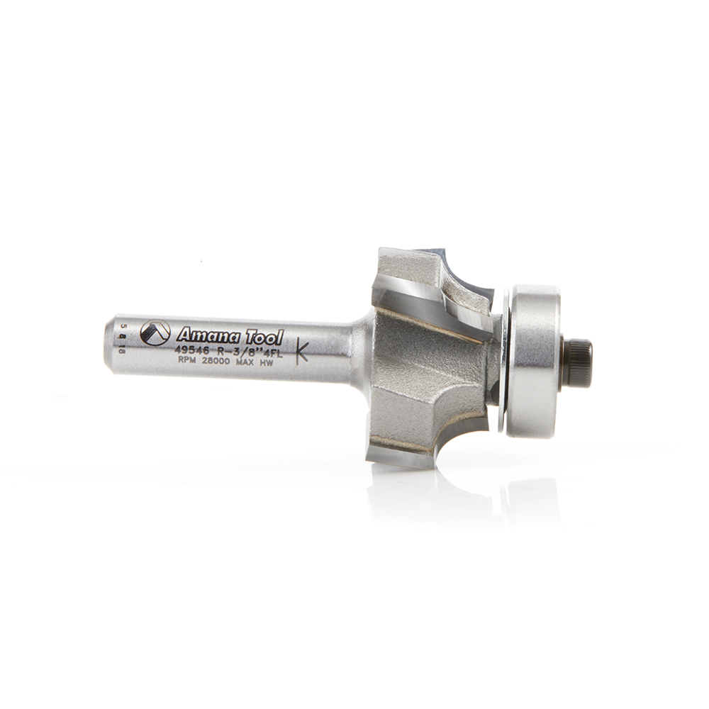 Amana 49546 Carbide Tipped 4 Flute Corner Rounding/Beading 3/16 Radius x 1 Dia x 1/2 x 1/4 Inch Shank
