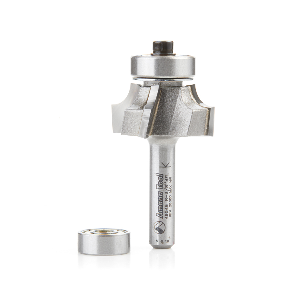 Amana 49546 Carbide Tipped 4 Flute Corner Rounding/Beading 3/16 Radius x 1 Dia x 1/2 x 1/4 Inch Shank