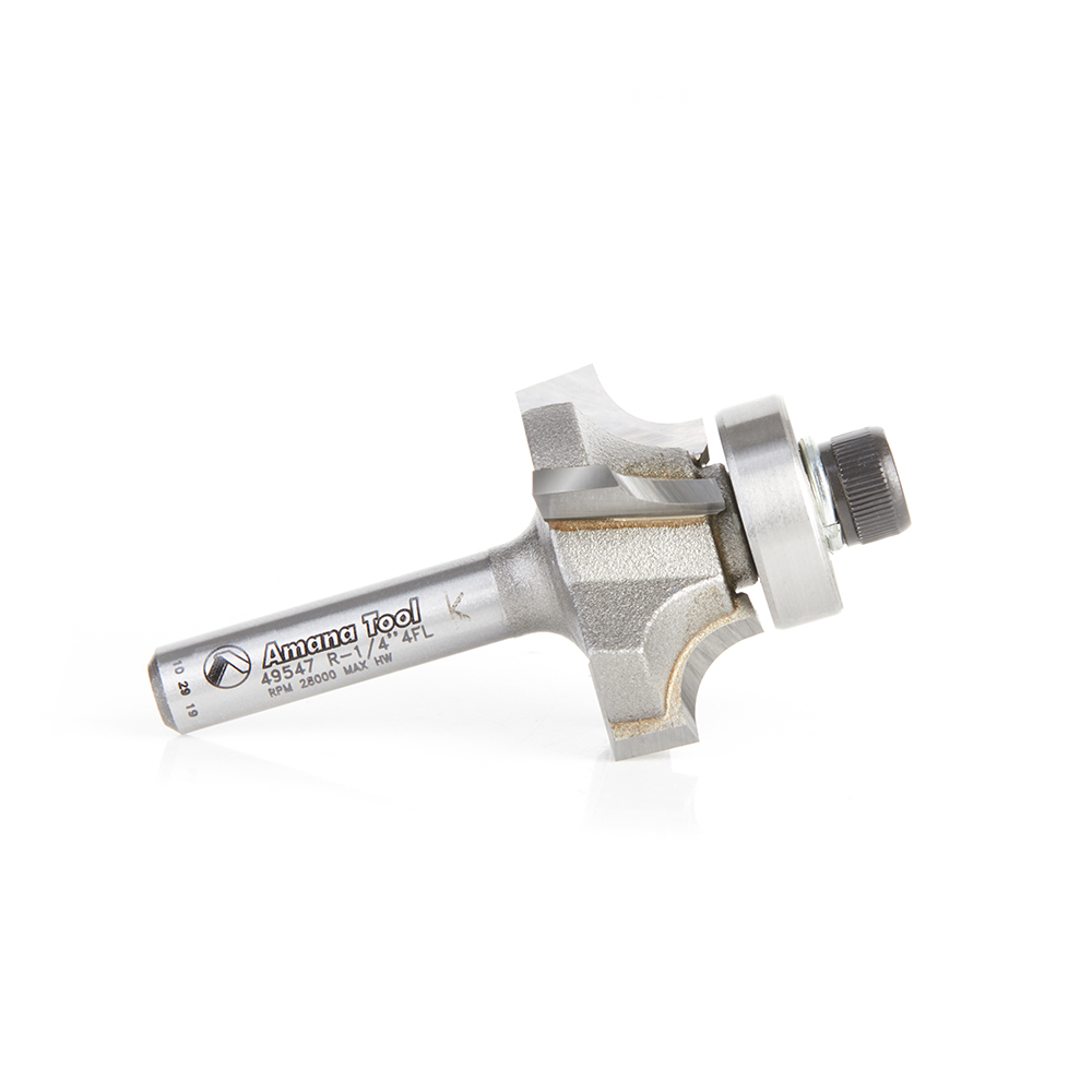 Amana 49547 Carbide Tipped 4 Flute Corner Rounding/Beading 1/4 Radius x 1-1/8 Dia x 7/16 x 1/4 Inch Shank