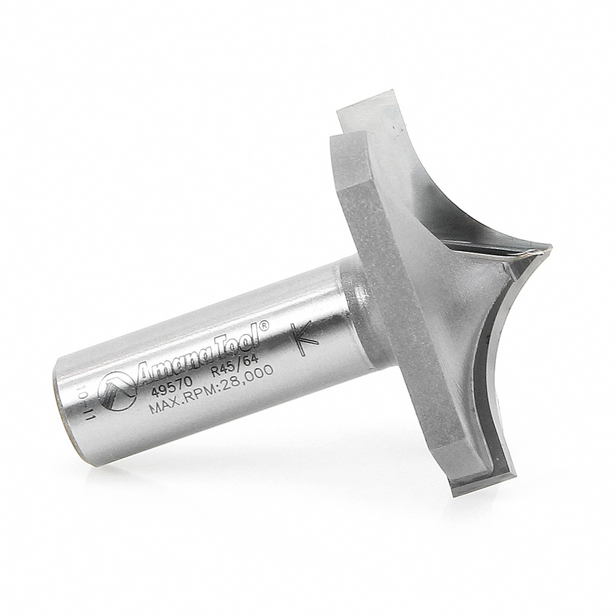 Amana 49570 Carbide Tipped Plunge Ovolo with Center Pt 23/32 Radius x 1-3/4 Dia x 23/32 x 1/2 Inch Shank
