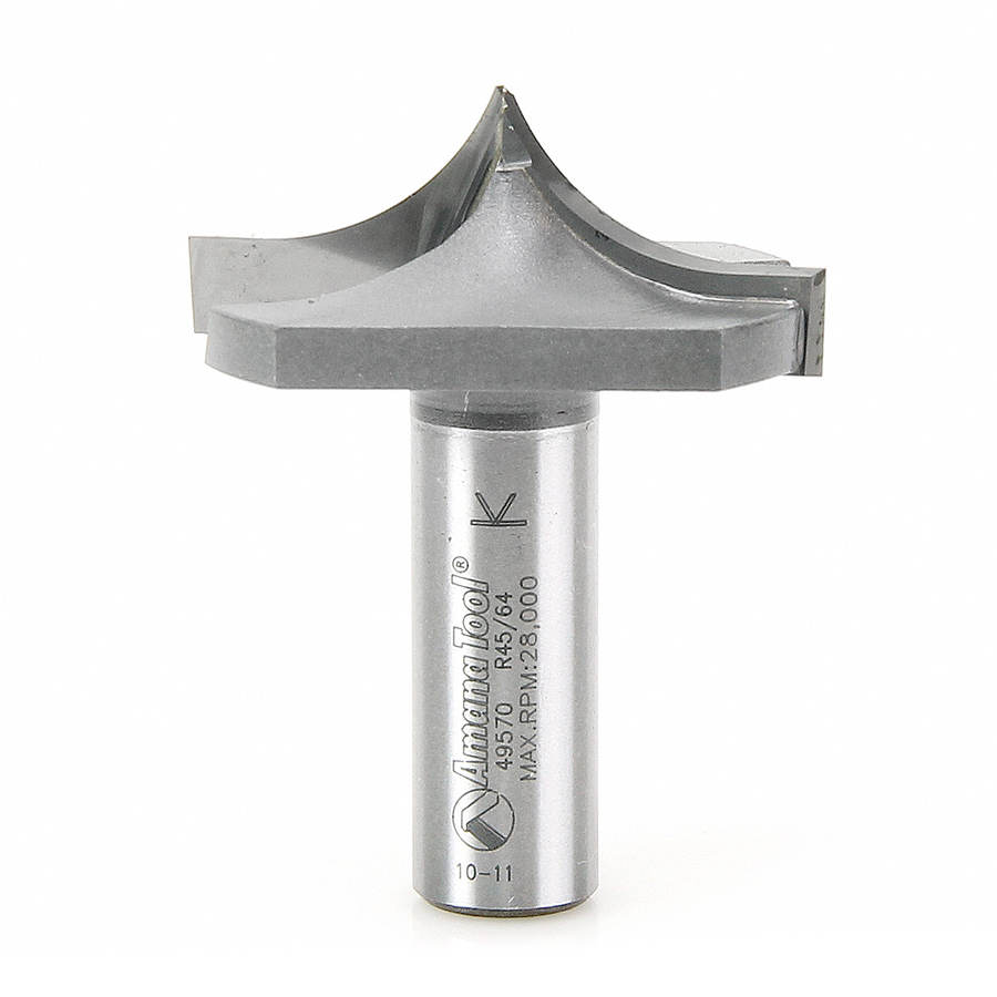 Amana 49570 Carbide Tipped Plunge Ovolo with Center Pt 23/32 Radius x 1-3/4 Dia x 23/32 x 1/2 Inch Shank