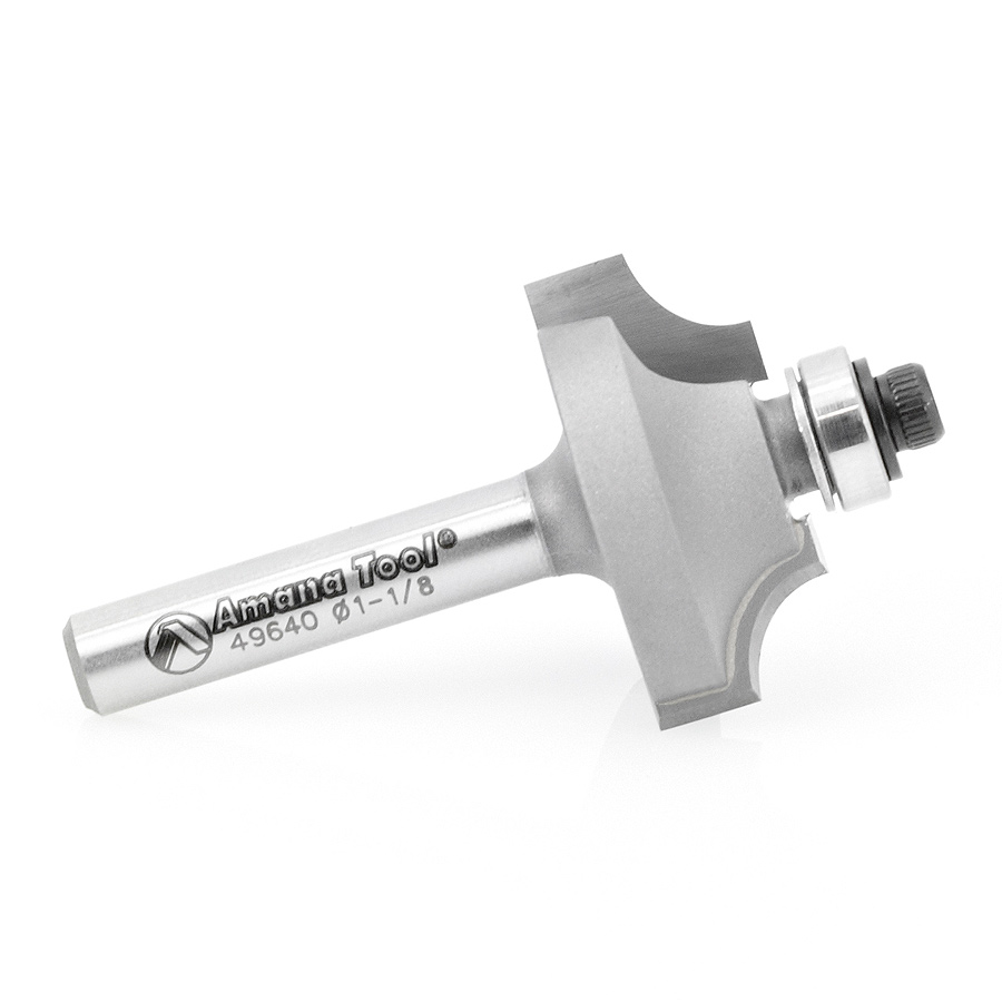 Amana 49640 Carbide Tipped Wainscot Wall Panel Bead Stile Cutter 1-1/8 Dia x 1/2 x 1/4 Radius x 1/4 Inch Shank