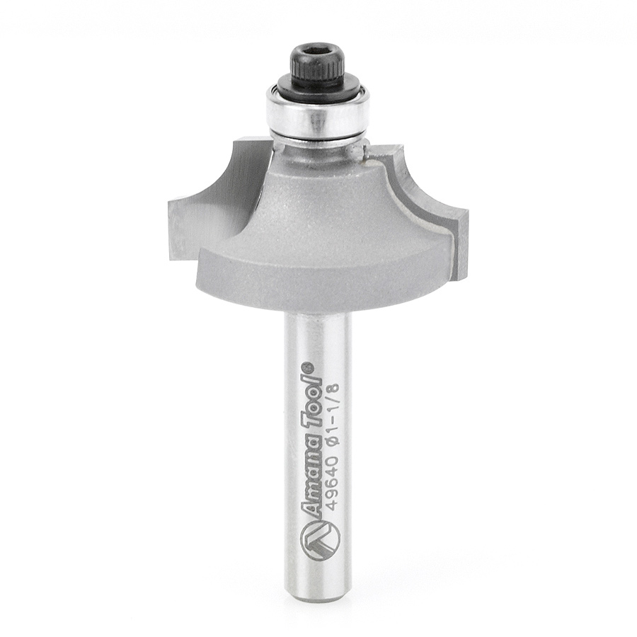 Amana 49640 Carbide Tipped Wainscot Wall Panel Bead Stile Cutter 1-1/8 Dia x 1/2 x 1/4 Radius x 1/4 Inch Shank