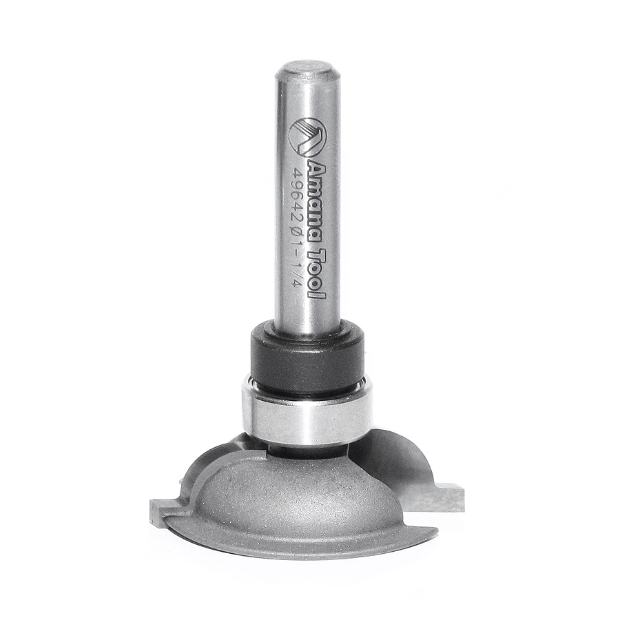 Amana 49642 Carbide Tipped Wainscot Wall Panel Bead Rail Cutter 1-1/4 Dia x 5/16 x 1/4 Radius x 1/4 Inch Shank