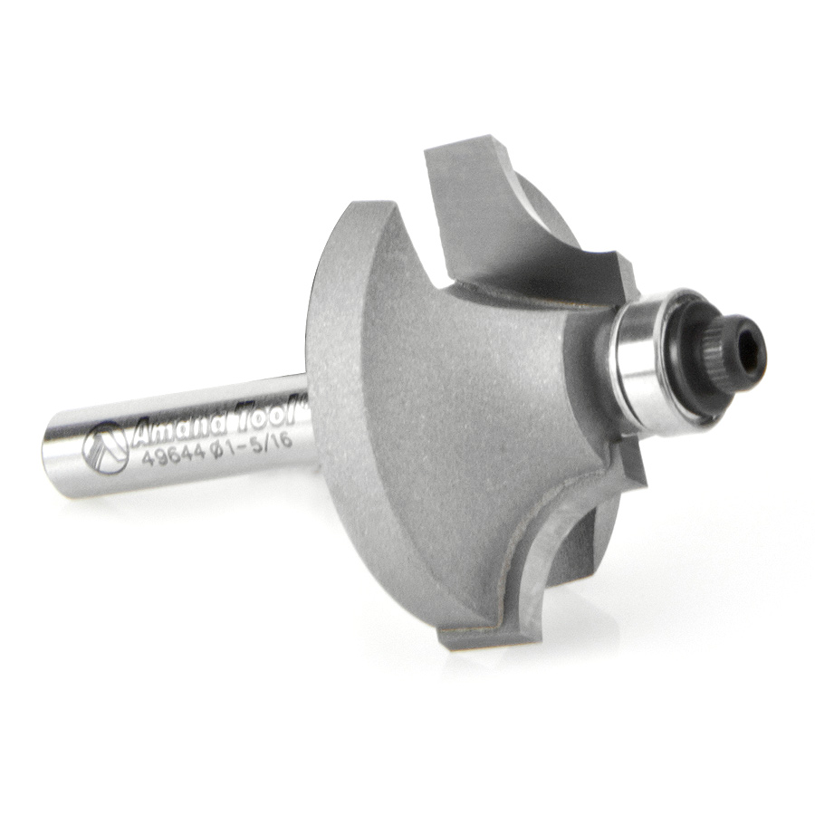 Amana 49644 Carbide Tipped Bead Stile Cutter 3/8 Radius x 1-5/16 Dia x 5/8 x 3/8 Radius x 1/4 Inch Shank
